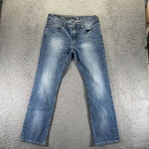 Buffalo Spencer Jeans Mens 34x32 Blue Cotton Denim Straight Slim Faded Workwear